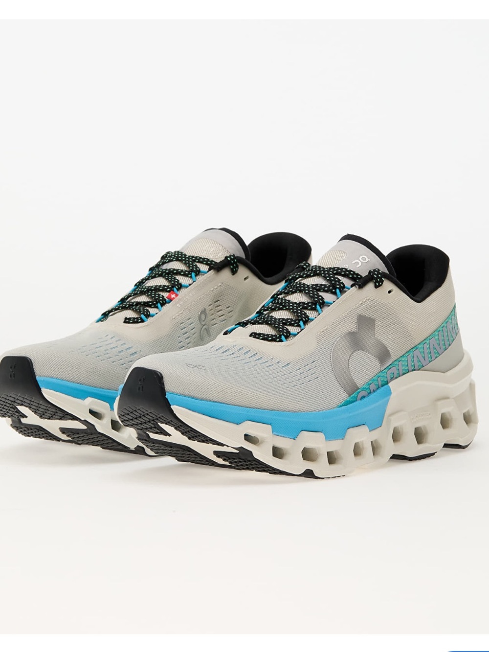 On Running cloudmonster 2 Women size 6.5 GRAY with Teal and Blue Athletic